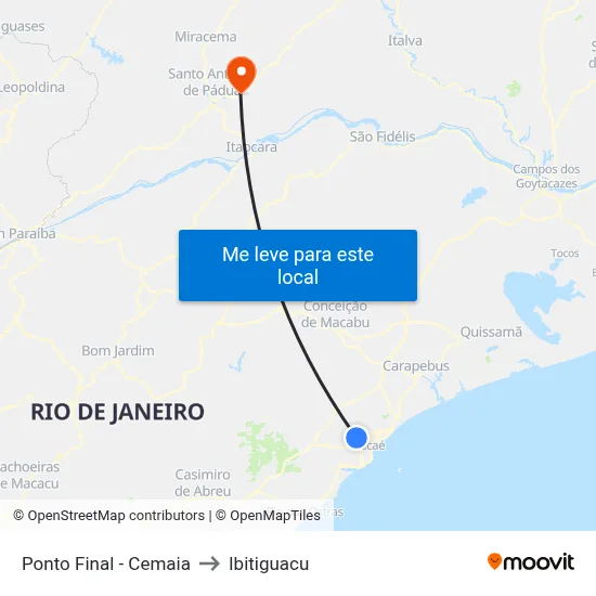 Ponto Final - Cemaia to Ibitiguacu map