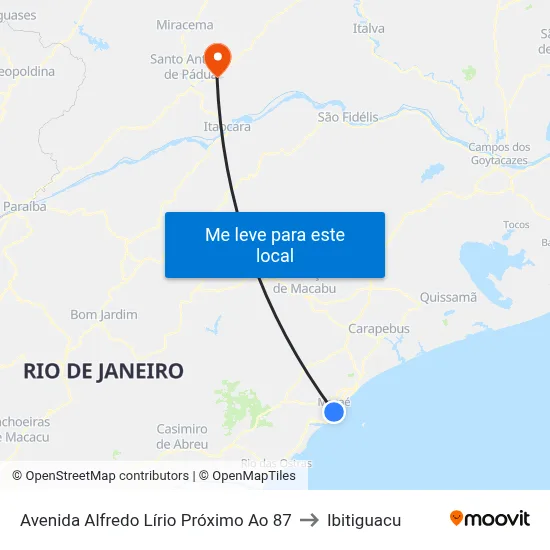 Avenida Alfredo Lírio Próximo Ao 87 to Ibitiguacu map