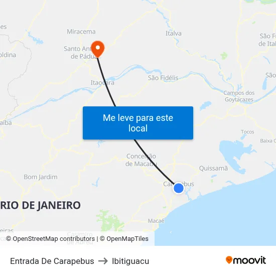 Entrada De Carapebus to Ibitiguacu map