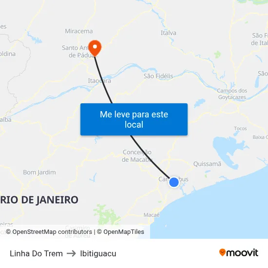 Linha Do Trem to Ibitiguacu map