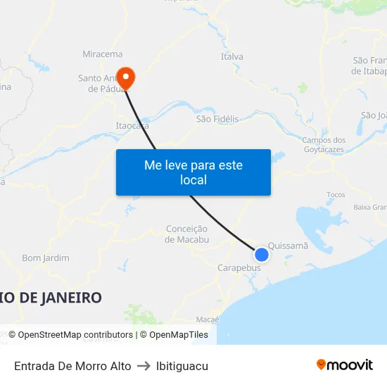 Entrada De Morro Alto to Ibitiguacu map