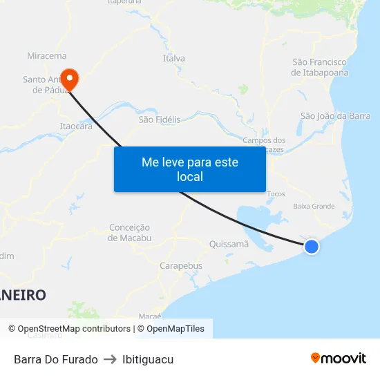 Barra Do Furado to Ibitiguacu map