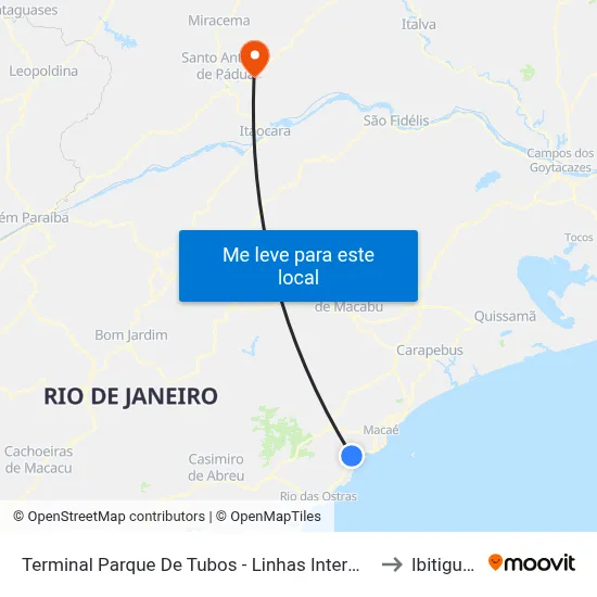 Terminal Parque De Tubos - Linhas Intermunicipais to Ibitiguacu map