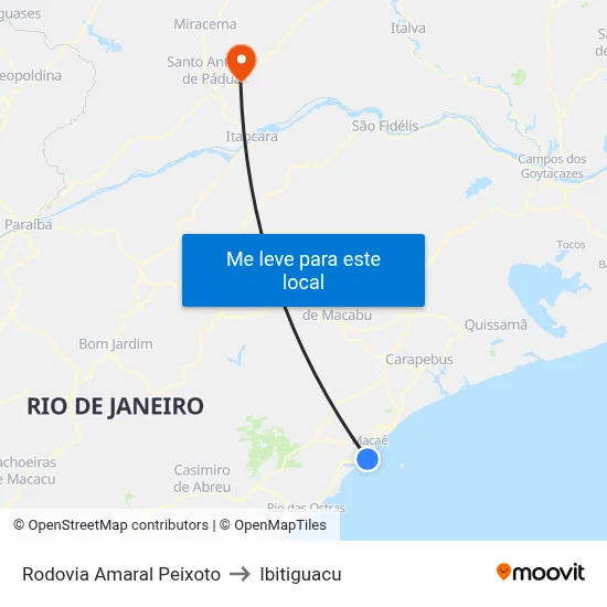 Rodovia Amaral Peixoto to Ibitiguacu map