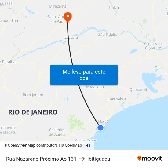 Rua Nazareno Próximo Ao 131 to Ibitiguacu map