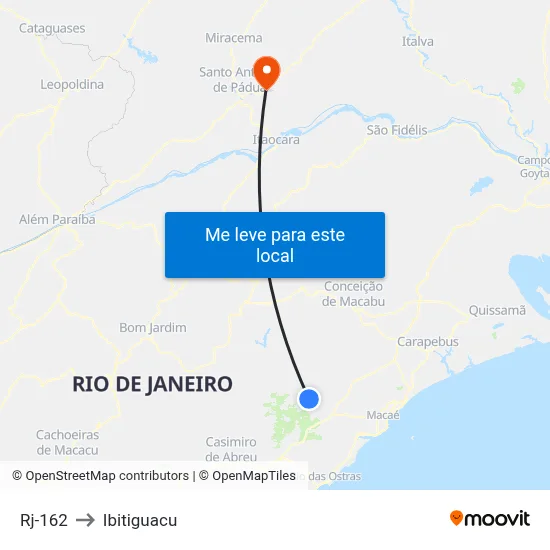 Rj-162 to Ibitiguacu map