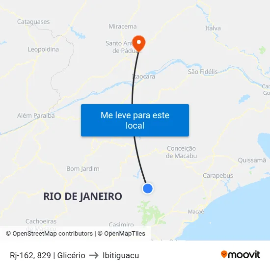 Rj-162, 829 | Glicério to Ibitiguacu map