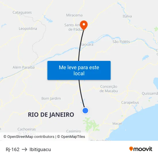 Rj-162 to Ibitiguacu map