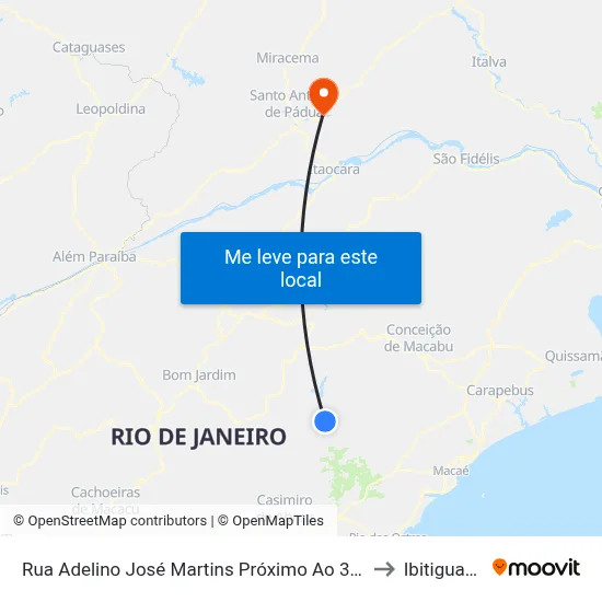 Rua Adelino José Martins Próximo Ao 332 to Ibitiguacu map