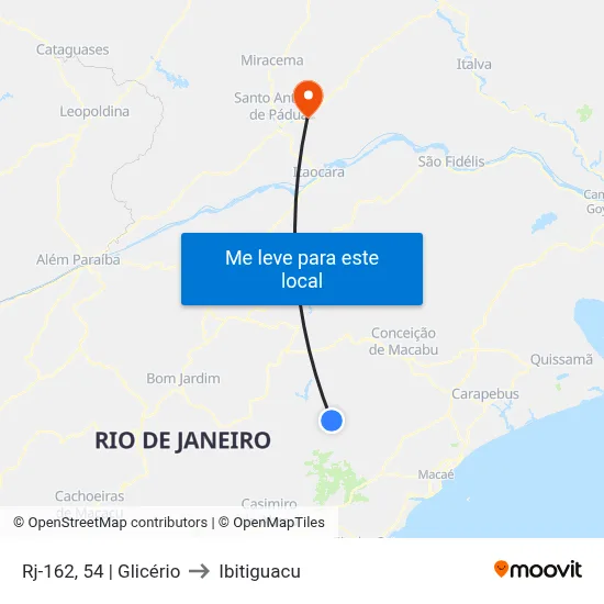 Rj-162, 54 | Glicério to Ibitiguacu map