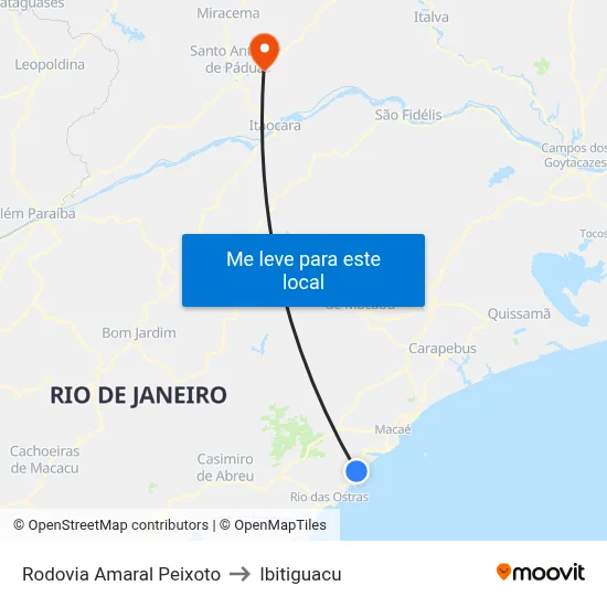 Rodovia Amaral Peixoto to Ibitiguacu map