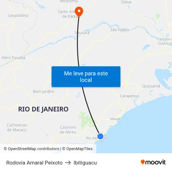 Rodovia Amaral Peixoto to Ibitiguacu map