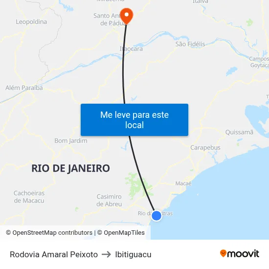 Rodovia Amaral Peixoto to Ibitiguacu map