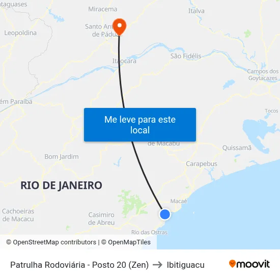 Patrulha Rodoviária - Posto 20 (Zen) to Ibitiguacu map