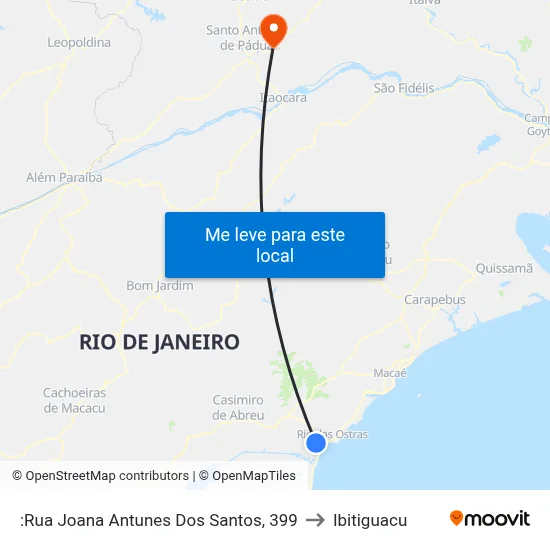 :Rua Joana Antunes Dos Santos, 399 to Ibitiguacu map