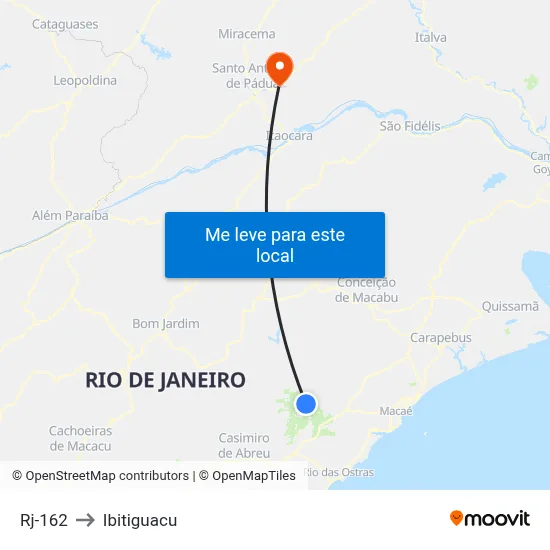 Rj-162 to Ibitiguacu map