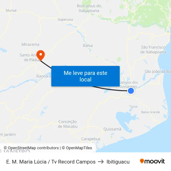 E. M. Maria Lúcia / Tv Record Campos to Ibitiguacu map