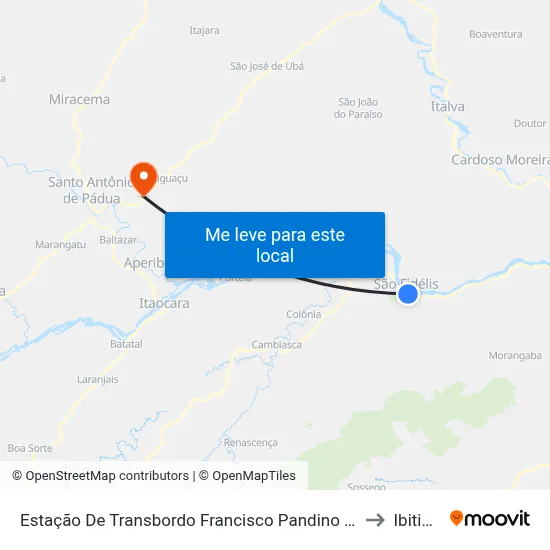 Estação De Transbordo Francisco Pandino Filho (Chiquinho Pandino) to Ibitiguacu map