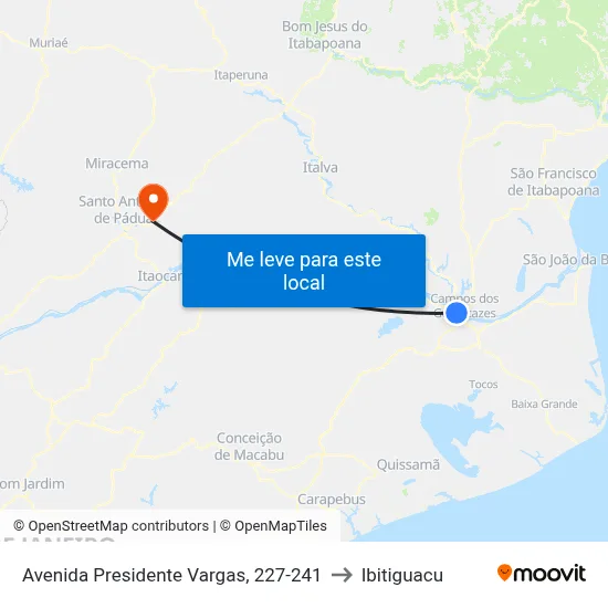 Avenida Presidente Vargas, 227-241 to Ibitiguacu map