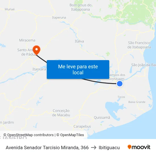 Avenida Senador Tarcisio Miranda, 366 to Ibitiguacu map