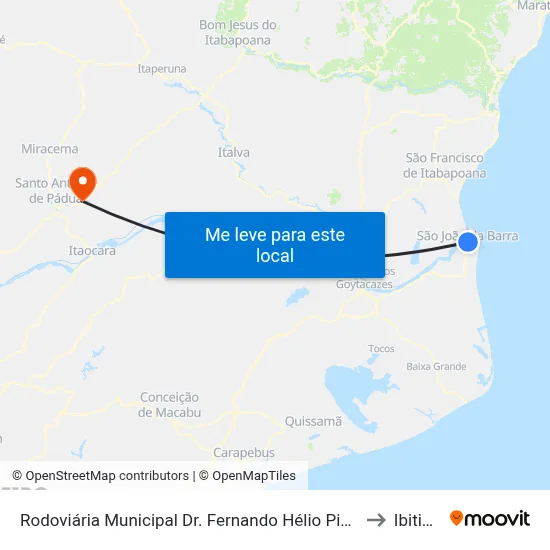Rodoviária  Municipal Dr. Fernando Hélio Pinheiro (São João Da Barra) to Ibitiguacu map