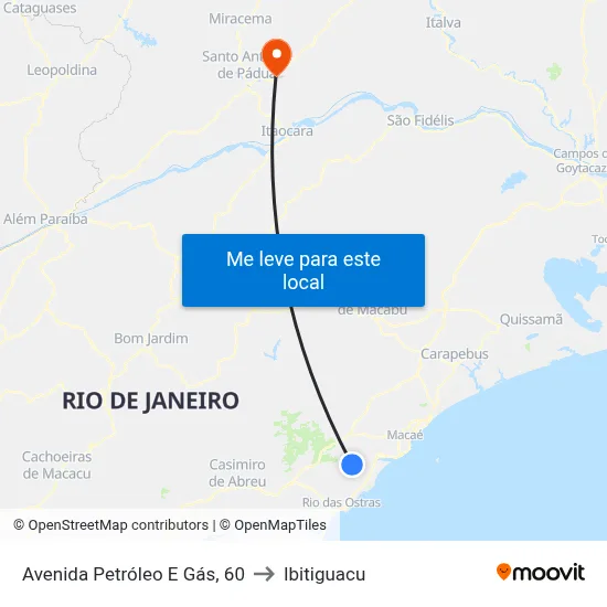 Avenida Petróleo E Gás, 60 to Ibitiguacu map