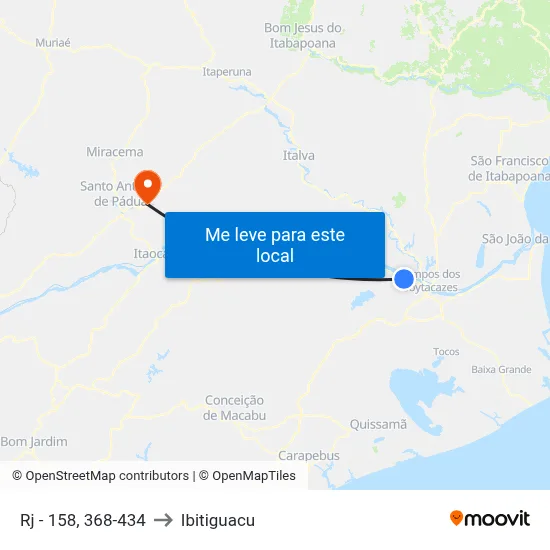 Rj - 158, 368-434 to Ibitiguacu map