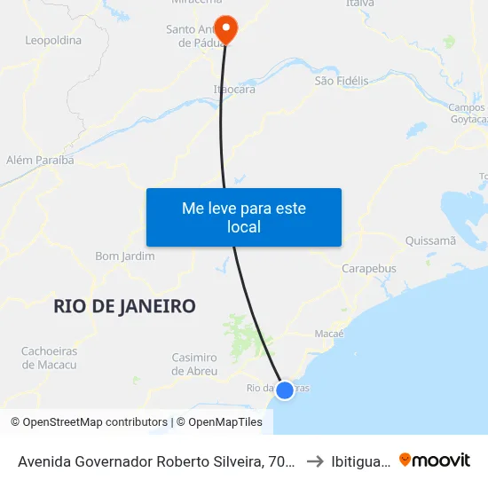 Avenida Governador Roberto Silveira, 700-764 to Ibitiguacu map