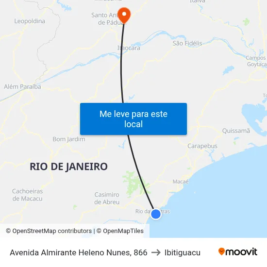 Avenida Almirante Heleno Nunes, 866 to Ibitiguacu map
