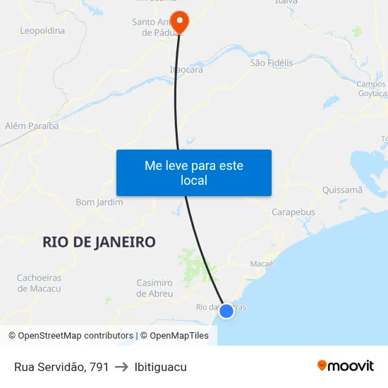 Rua Servidão, 791 to Ibitiguacu map