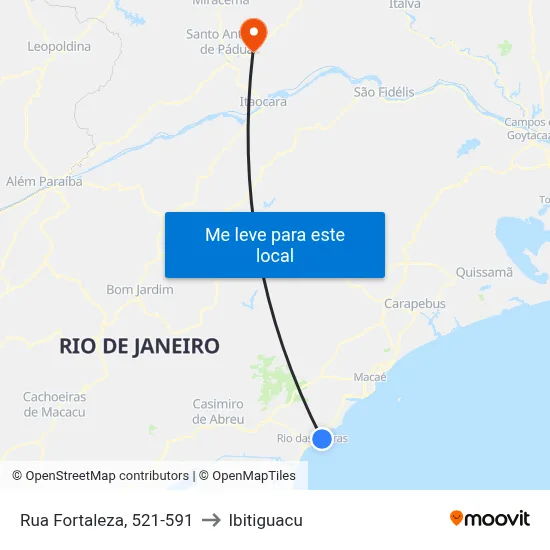 Rua Fortaleza, 521-591 to Ibitiguacu map