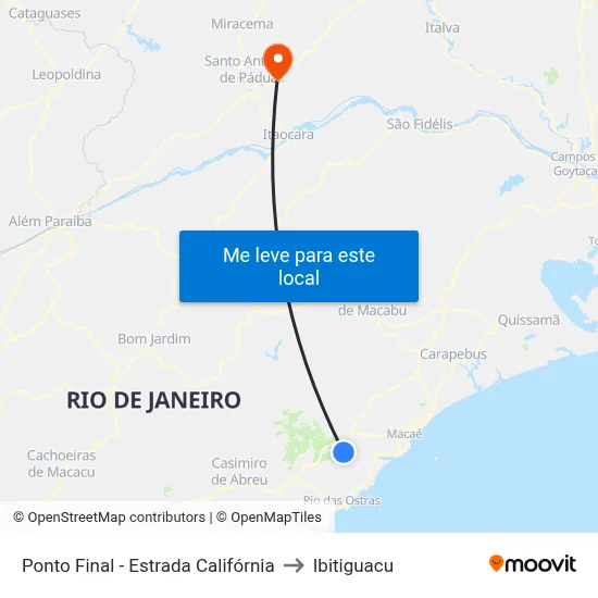Ponto Final - Estrada Califórnia to Ibitiguacu map