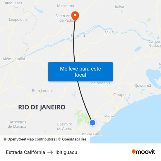 Estrada Califórnia to Ibitiguacu map
