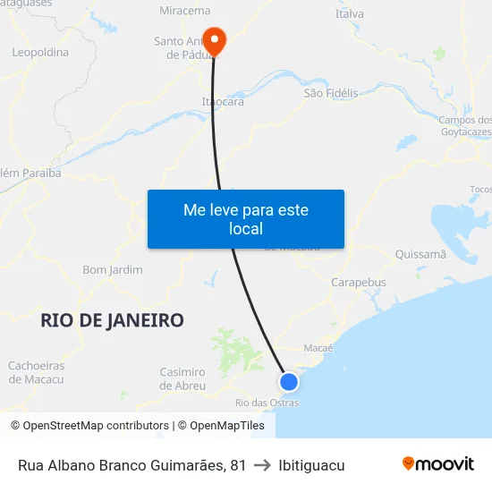 Rua Albano Branco Guimarães, 81 to Ibitiguacu map