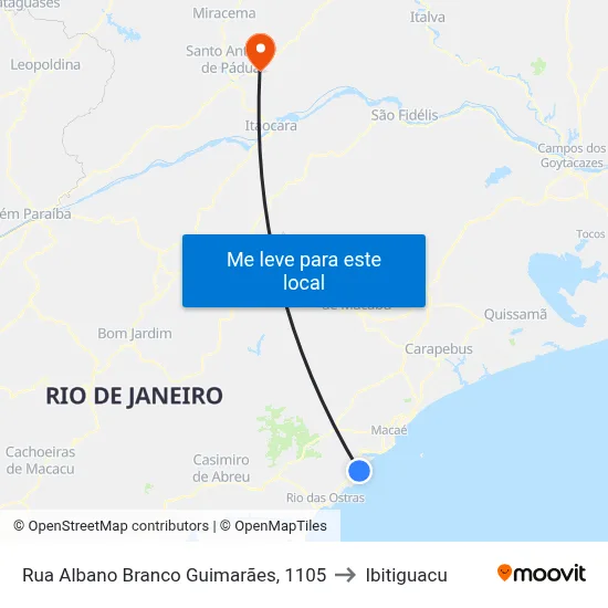 Rua Albano Branco Guimarães, 1105 to Ibitiguacu map