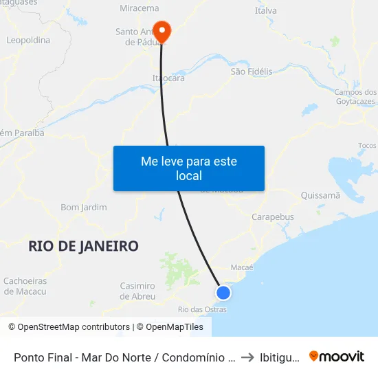 Ponto Final - Mar Do Norte / Condomínio Da Praia to Ibitiguacu map