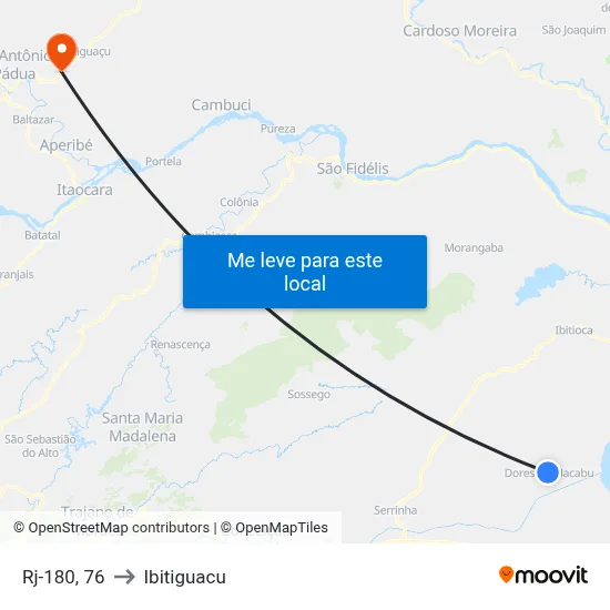 Rj-180, 76 to Ibitiguacu map