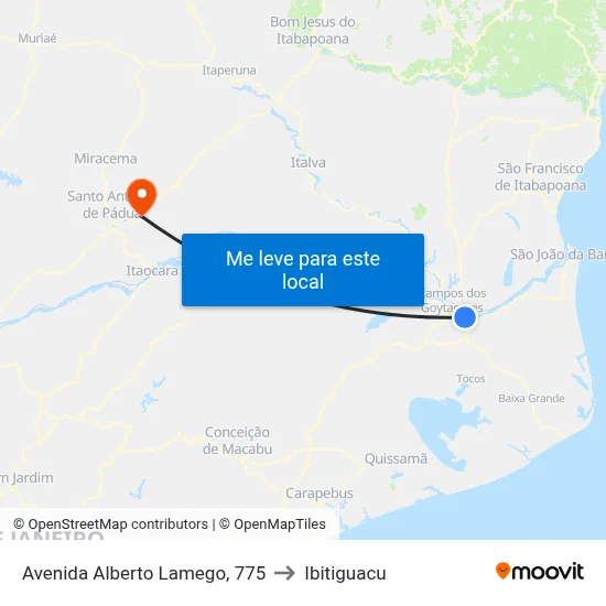 Avenida Alberto Lamego, 775 to Ibitiguacu map