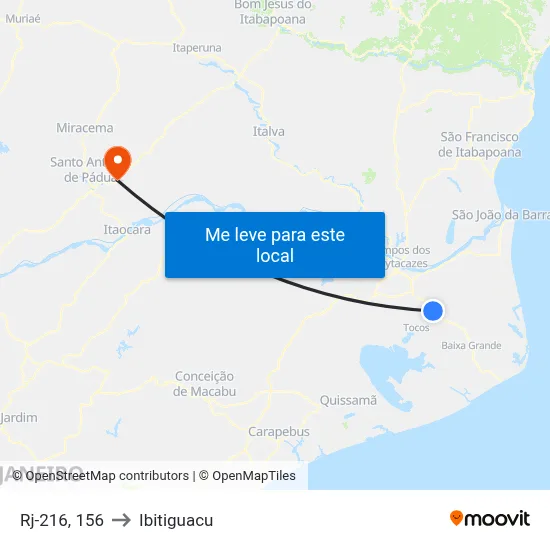 Rj-216, 156 to Ibitiguacu map