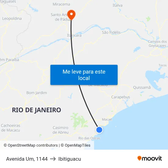 Avenida Um, 1144 to Ibitiguacu map
