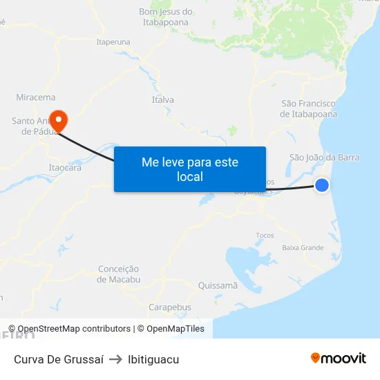 Curva De Grussaí to Ibitiguacu map