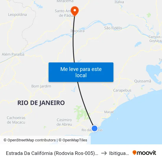 Estrada Da Califórnia (Rodovia Ros-005), 68 to Ibitiguacu map