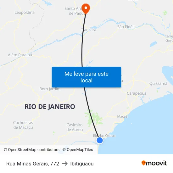 Rua Minas Gerais, 772 to Ibitiguacu map