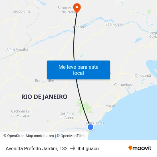 Avenida Prefeito Jardim, 132 to Ibitiguacu map