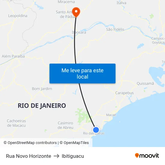 Rua Novo Horizonte to Ibitiguacu map