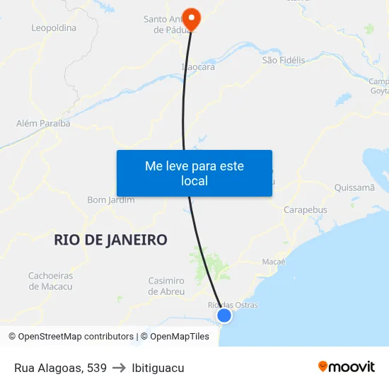 Rua Alagoas, 539 to Ibitiguacu map