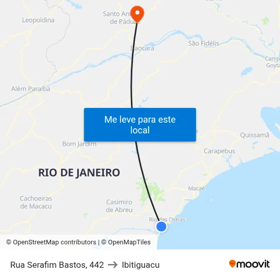 Rua Serafim Bastos, 442 to Ibitiguacu map