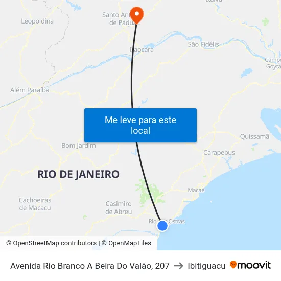 Avenida Rio Branco A Beira Do Valão, 207 to Ibitiguacu map