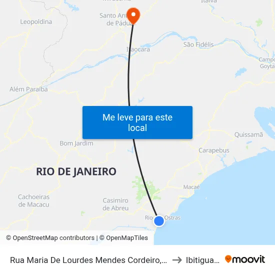 Rua Maria De Lourdes Mendes Cordeiro, 264 to Ibitiguacu map