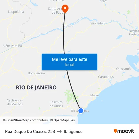 Rua Duque De Caxias, 258 to Ibitiguacu map